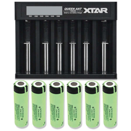 Xtar Queen ANT MC6 Li-ion batterioplader + 6 stk. Panasonic NCR18650B 3400mAh Li Ion batterier